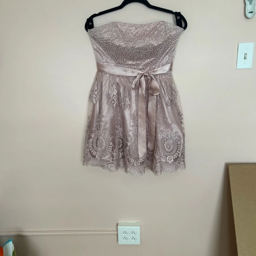 Party Dress Blondie Nites Strapless Blush Lace Size 9 - Picture 3 of 6